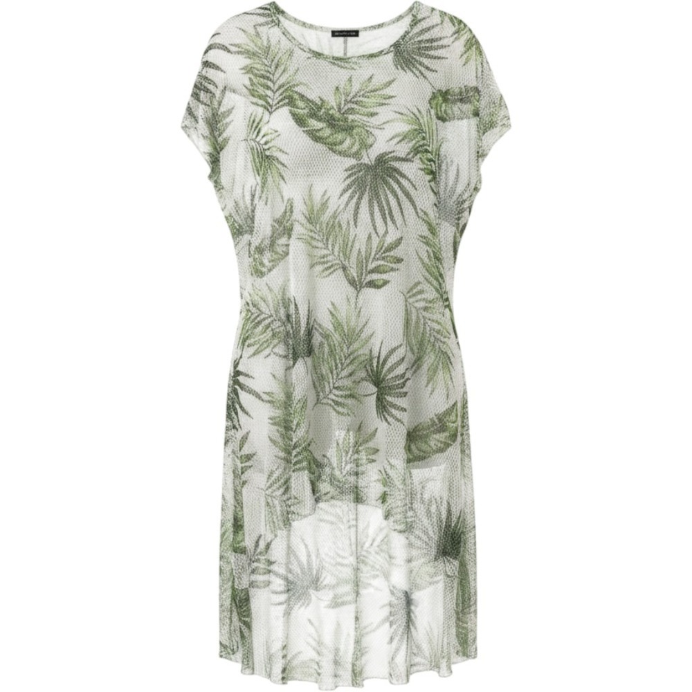 Chacha Vente Cover Up Dress Womens 3X Green Excellent Tropical Mesh High-Low
